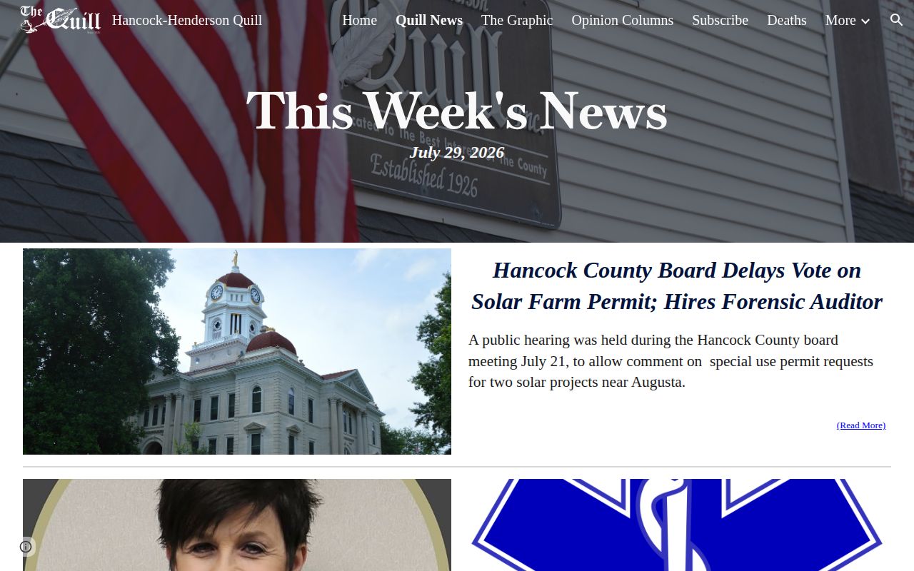Hancock-Henderson Quill local news page for county crime reporting