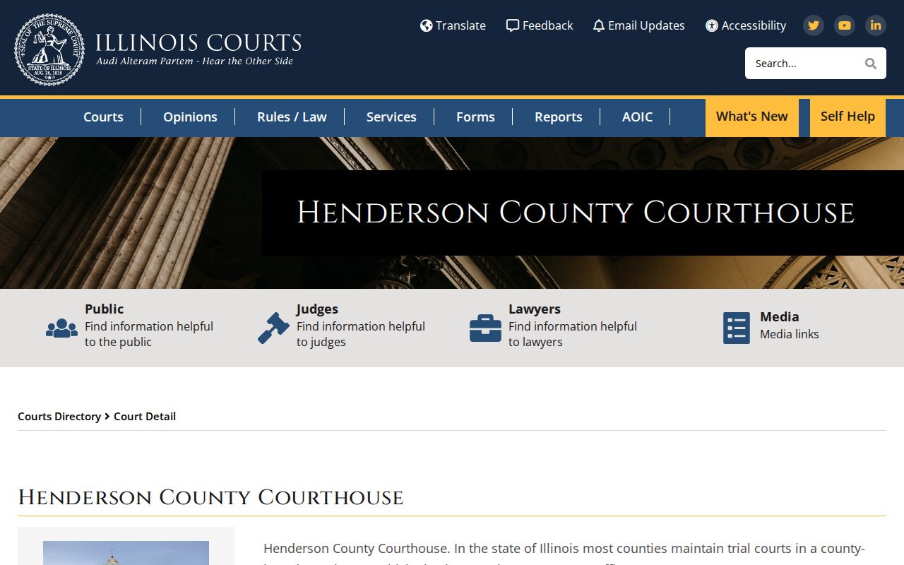 Henderson County Illinois courthouse records route for warrant and case questions